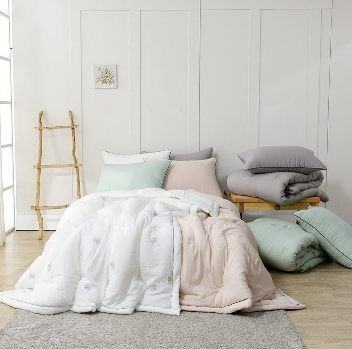 【韓國製四季薄被】溫柔蝴蝶結玫瑰四季薄被 100%天絲