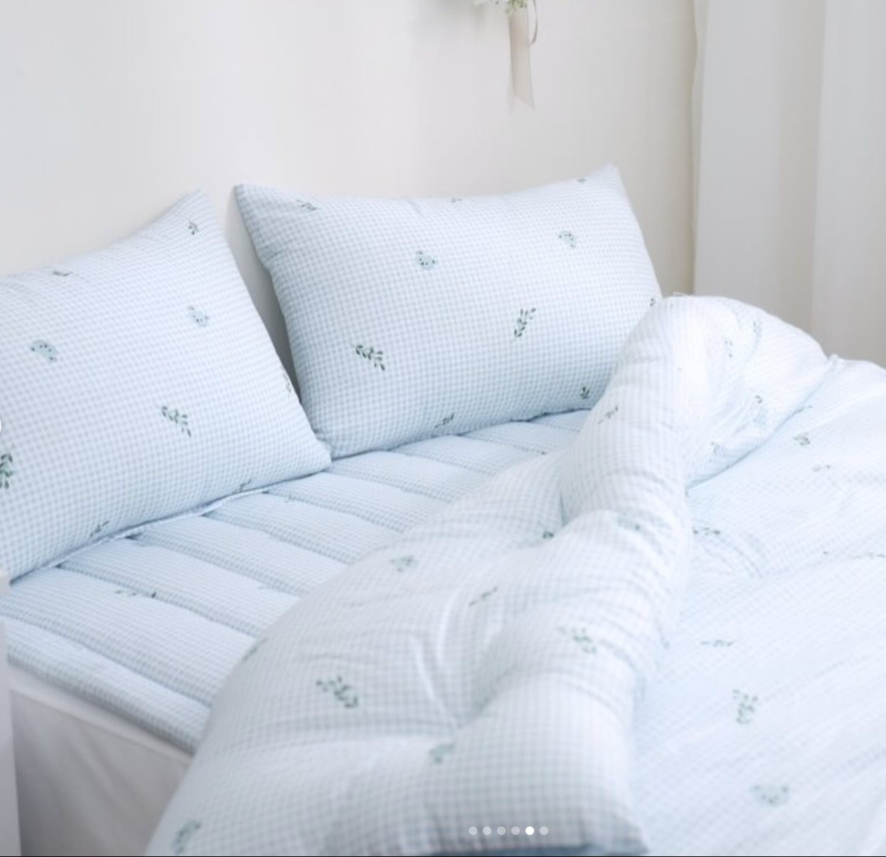 【韓國製天絲床墊】樹葉小熊格紋床墊 100%天絲