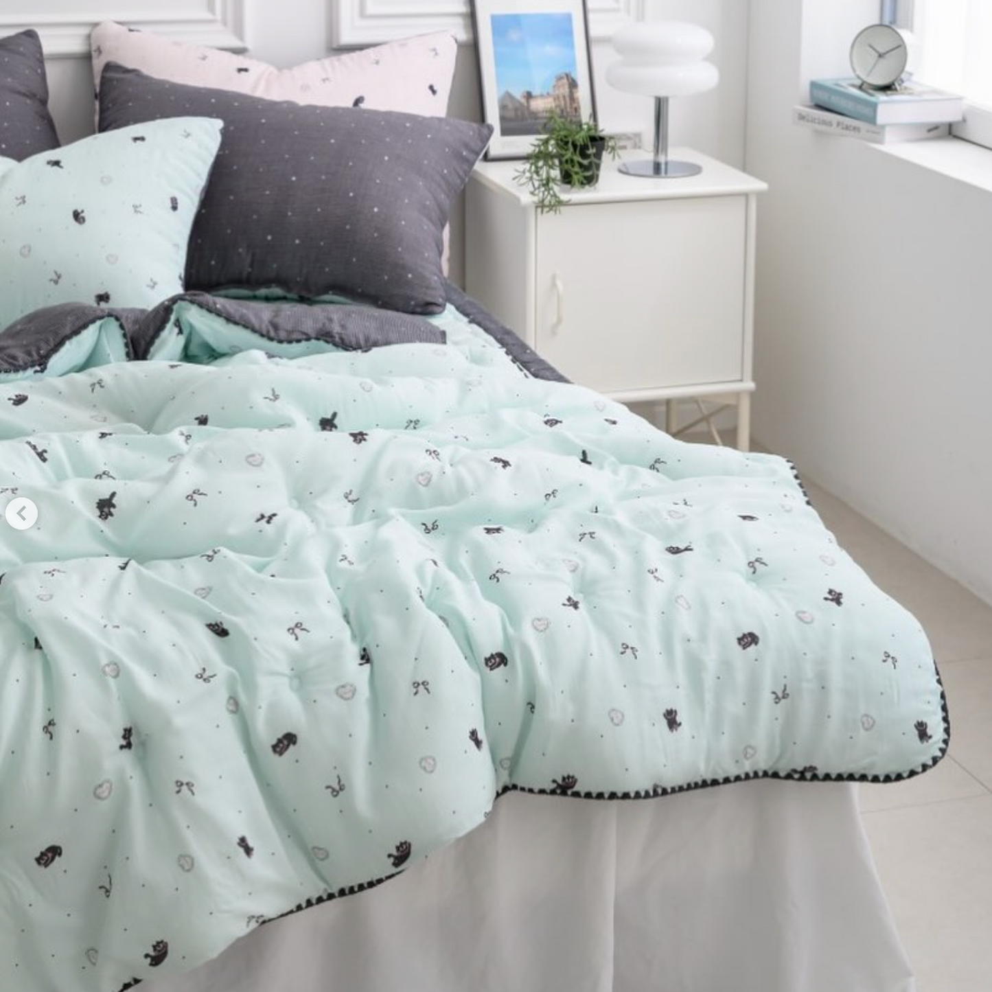 【韓國製天絲床墊】貓咪蝴蝶結床墊 100%天絲