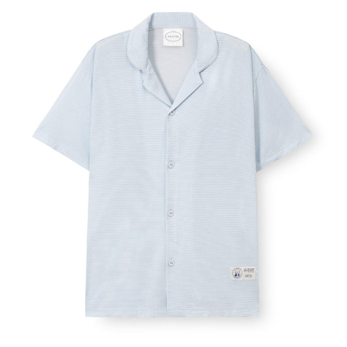 【六星級酒店指定品牌】簡約藍橫紋睡衣套裝（成人及小童款）H039｜天絲91% 聚氨酯9%