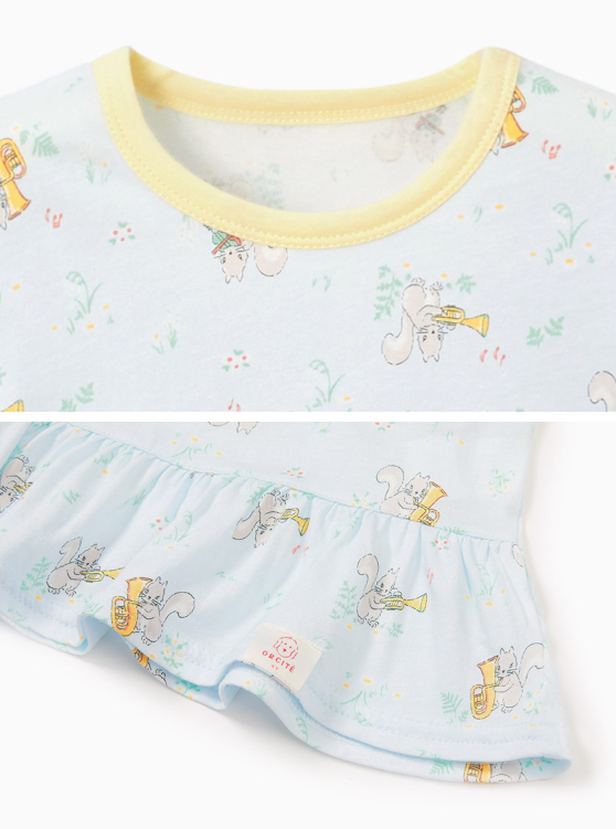 【六星級酒店指定品牌】音樂松鼠睡衣套裝（女童款）H620｜天絲40% 棉60%