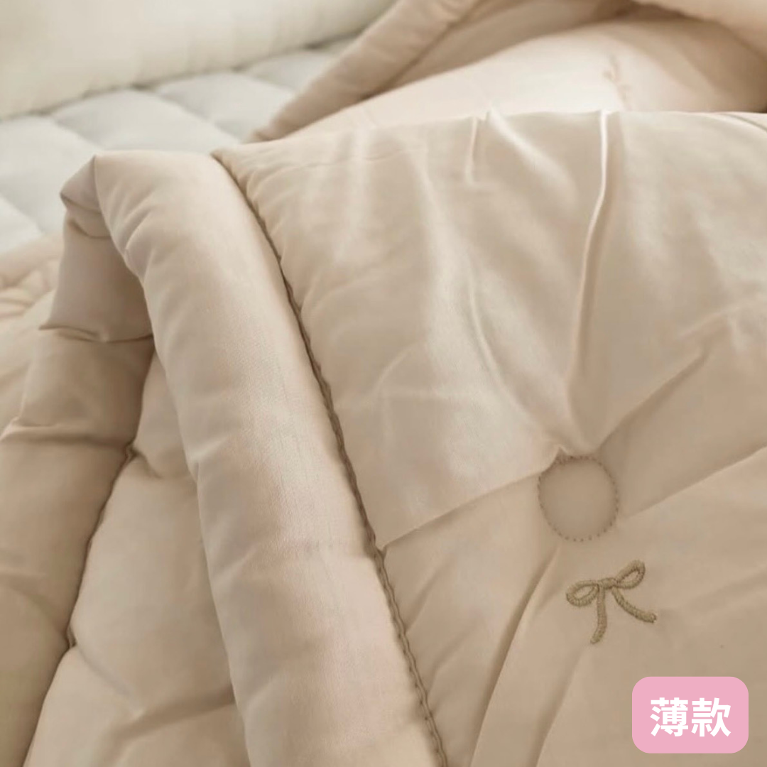【韓國製四季薄被】蝴蝶結刺繡四季薄被 100%天絲
