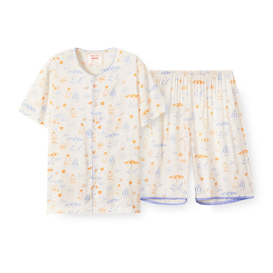 【六星級酒店指定品牌】夏日姆明睡衣組（成人及小童款）F030｜人造絲100% 45支