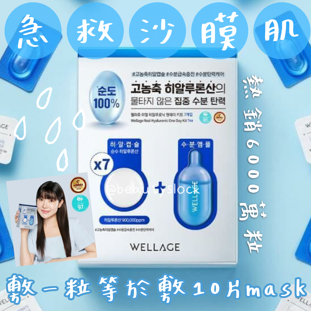 【敷一粒等於10片mask】Wellage膠囊精華 Real HA Hydrate One Day Kit