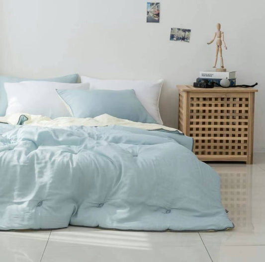 【韓國製四季薄被】樹葉四季薄被（正反面一樣色）100%天絲