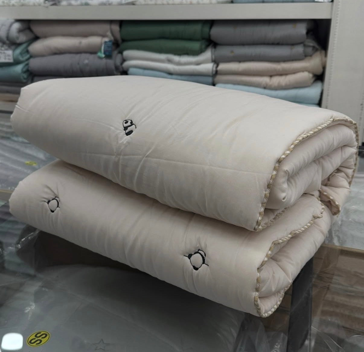 【韓國製四季薄被】熊貓刺繡四季薄被 100%天絲