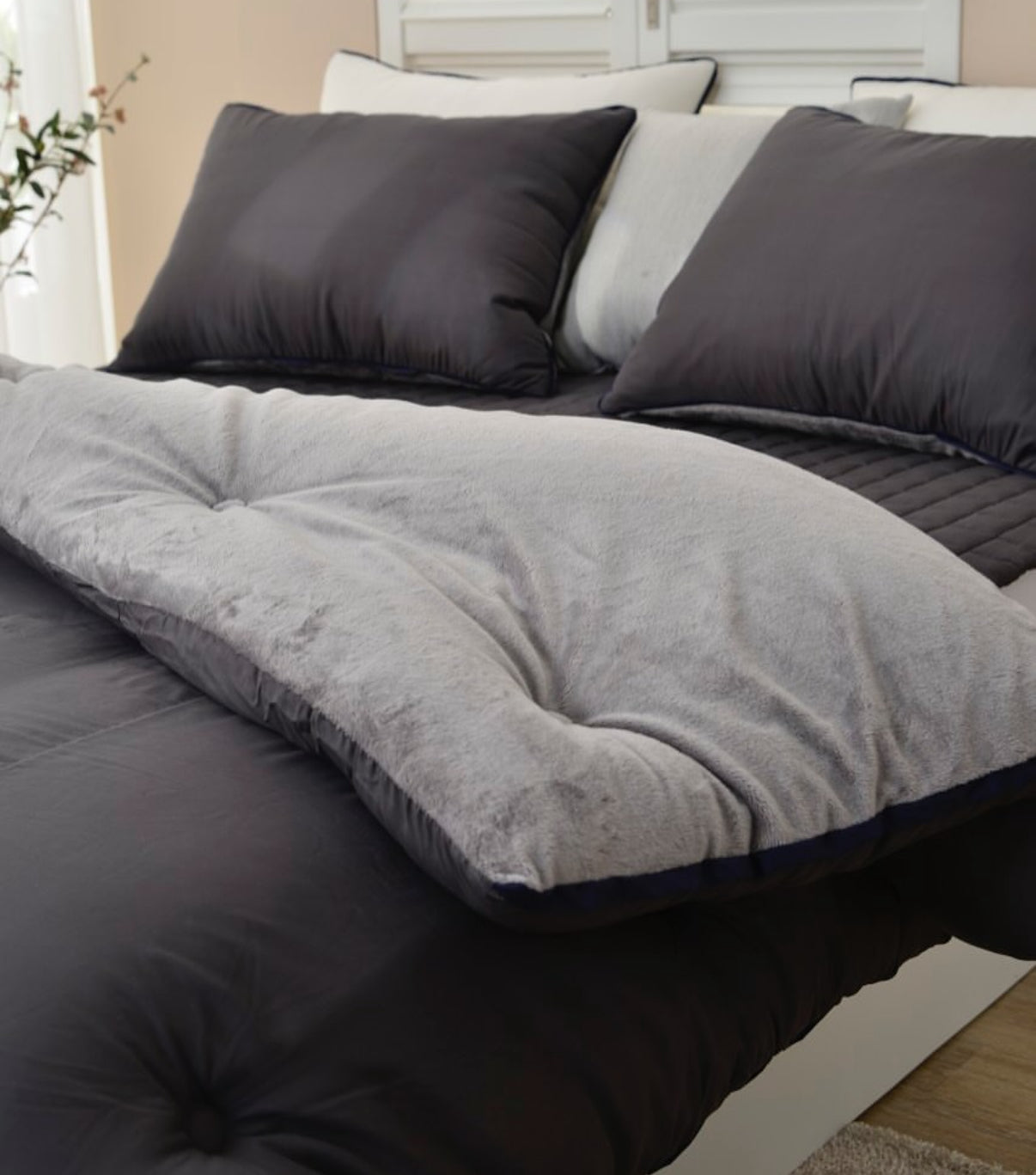 【韓國製冬被】簡約淨色冬被 雙面製造 100%天絲+短絨毛