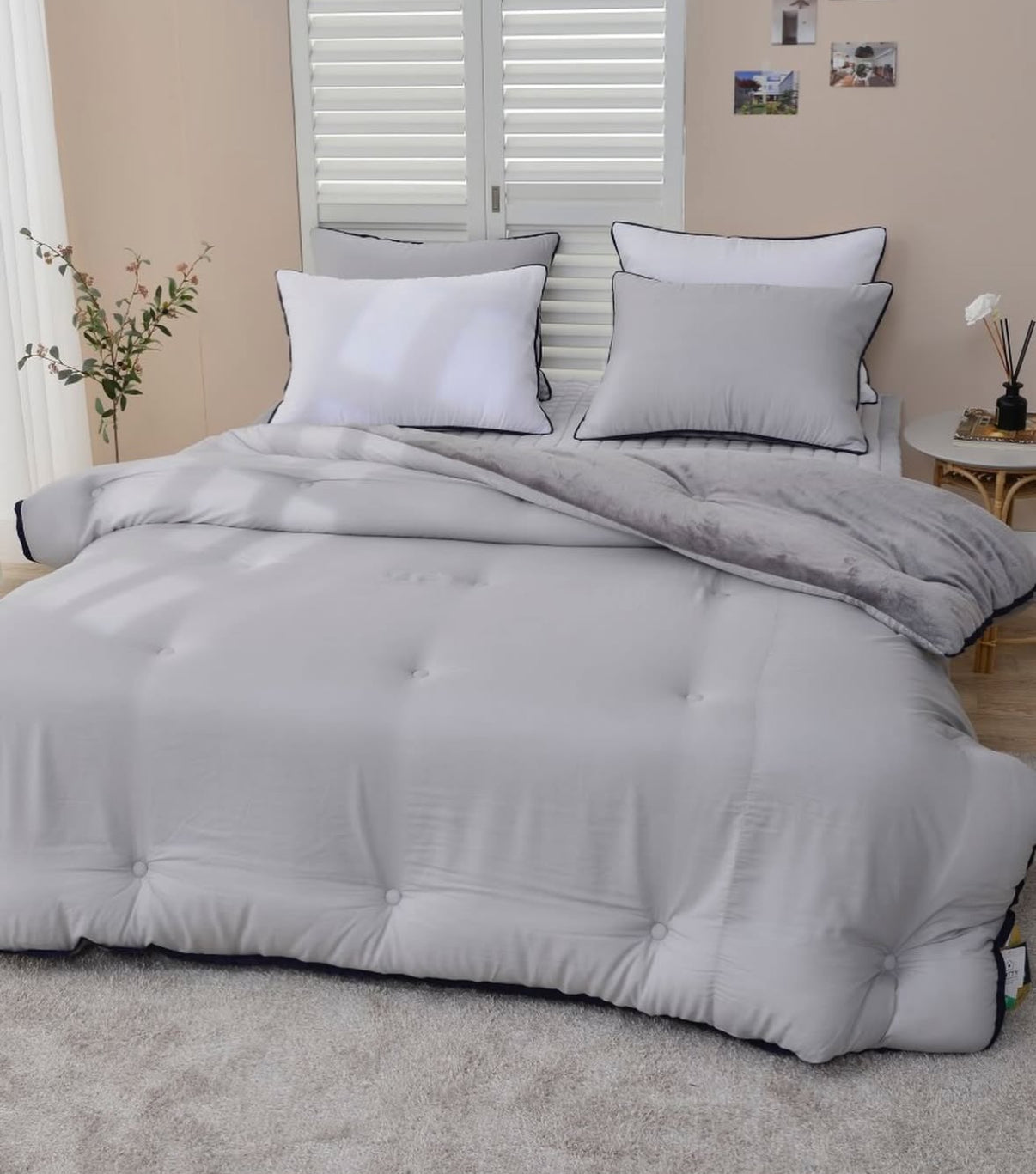 【韓國製冬被】簡約淨色冬被 雙面製造 100%天絲+短絨毛