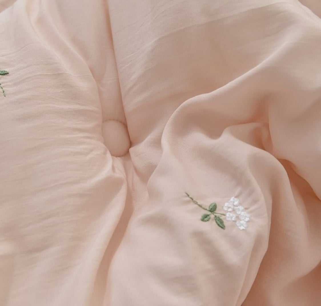 【韓國製冬被】素雅小花冬被 雙面製造 100%天絲+羊毛