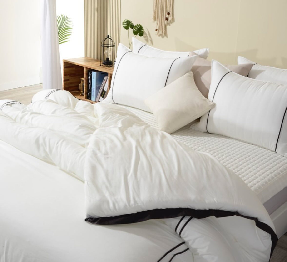 【韓國製四季厚被】高質感直紋拼色四季厚被 100%天絲