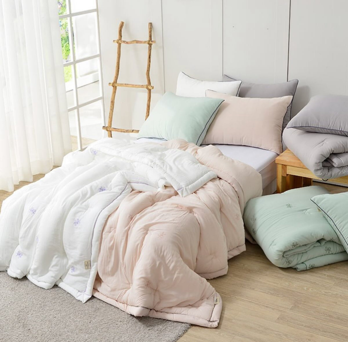 【韓國製四季薄被】溫柔蝴蝶結玫瑰四季薄被 100%天絲