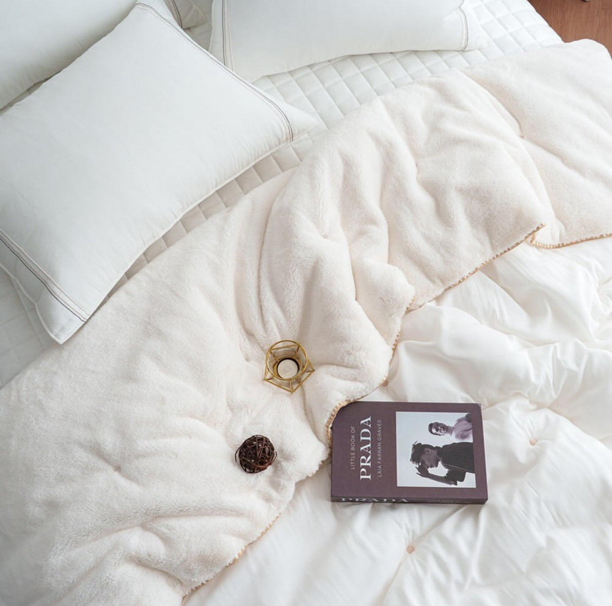 【韓國製冬被】圓點冬被 雙面製造 100%天絲+毛毛