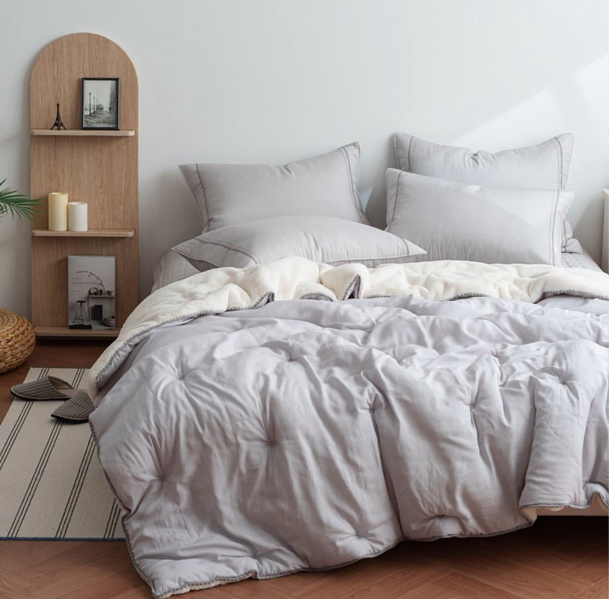 【韓國製冬被】圓點冬被 雙面製造 100%天絲+毛毛