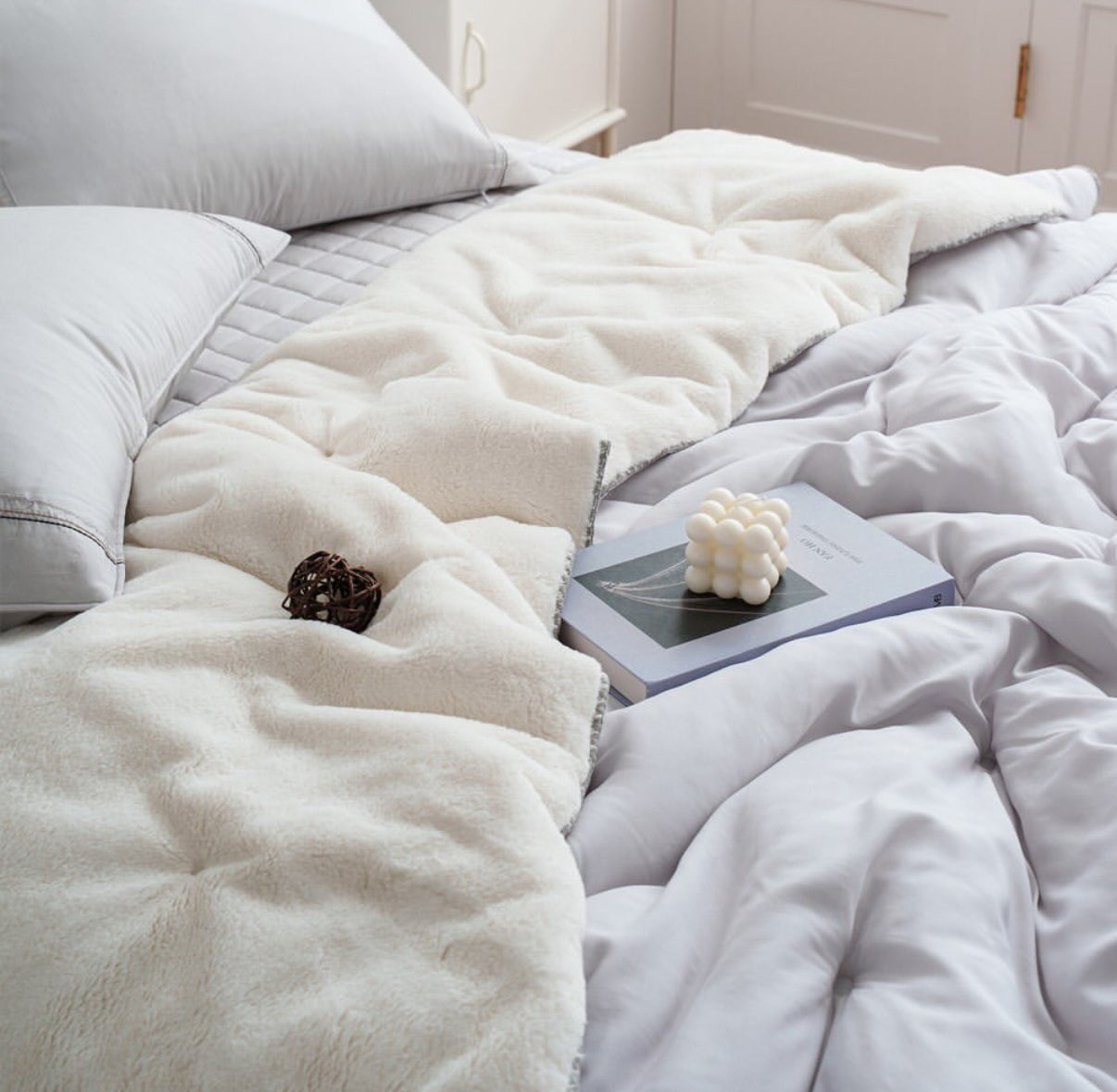 【韓國製冬被】圓點冬被 雙面製造 100%天絲+毛毛