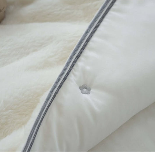 【韓國製冬被】 刺繡小花冬被 正面100%天絲｜反面 兔毛