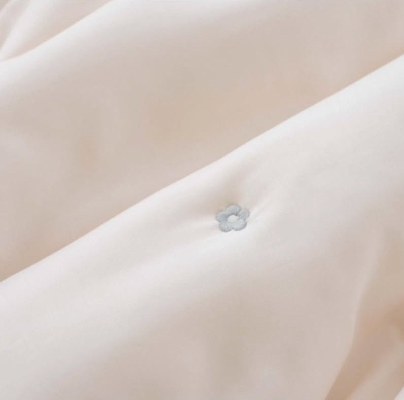 【韓國製冬被】 刺繡小花冬被 正面100%天絲｜反面 兔毛