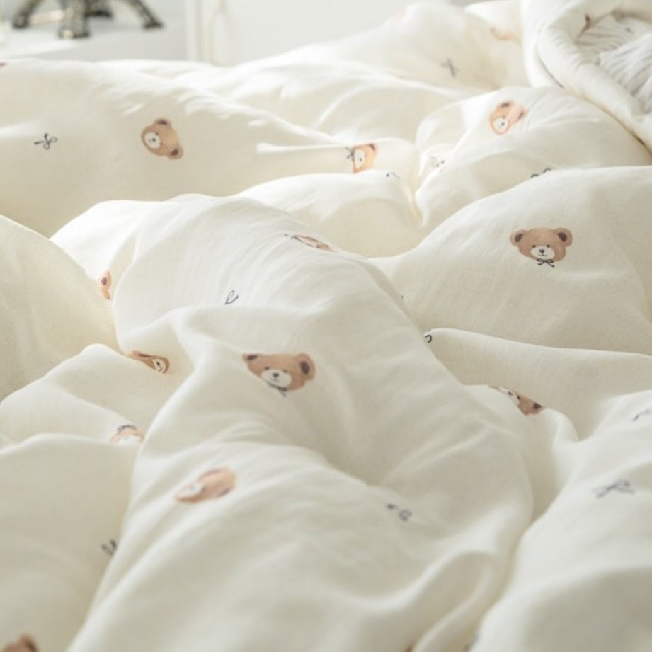 【韓國製冬被】軟綿奶油小熊冬被 正面100%天絲｜反面 短絨毛
