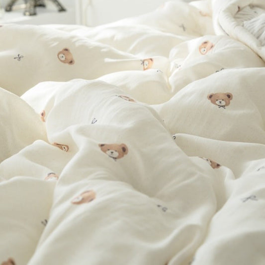 【韓國製冬被】軟綿奶油小熊冬被 正面100%天絲｜反面 短絨毛