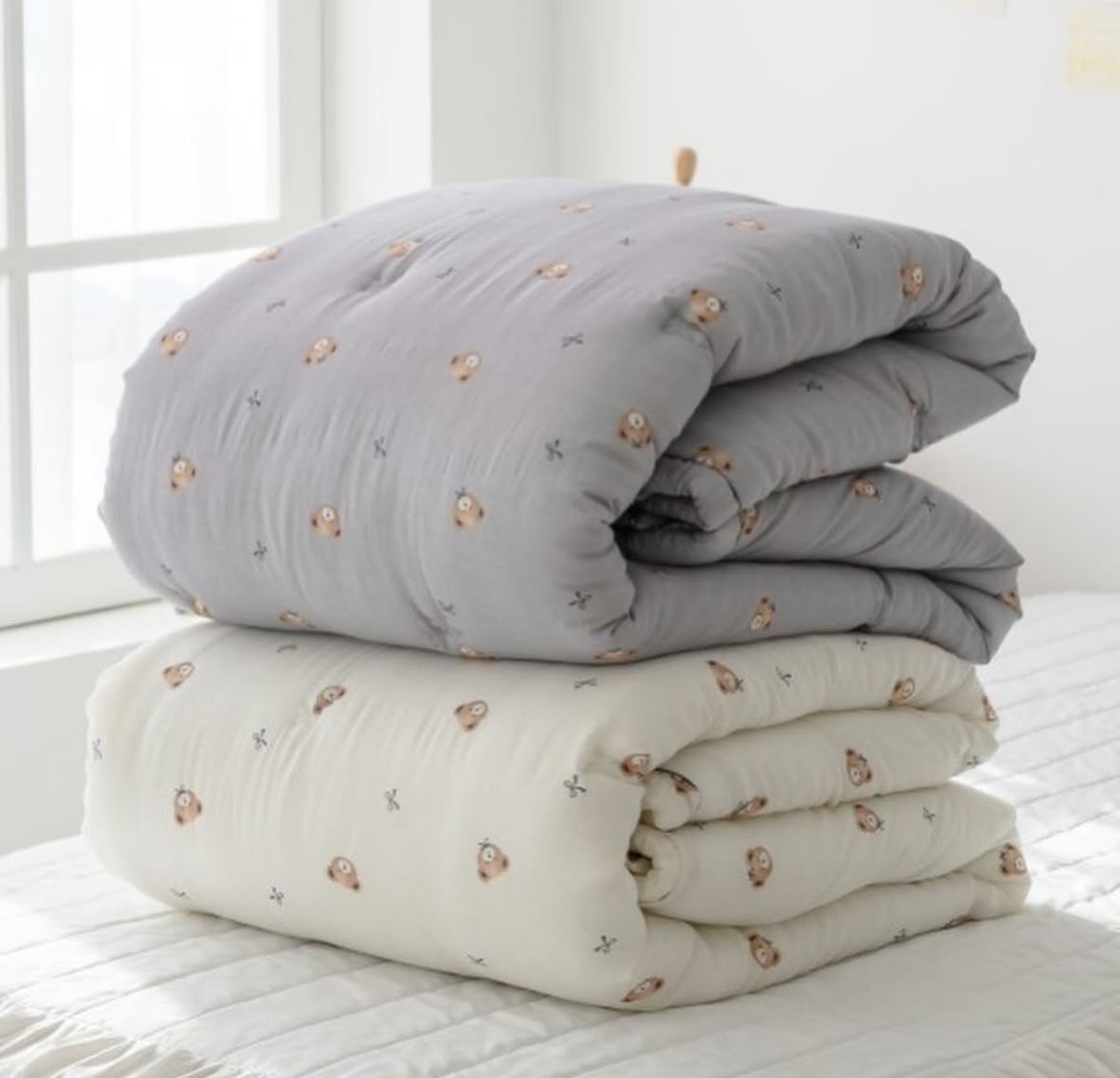 【韓國製冬被】軟綿奶油小熊冬被 正面100%天絲｜反面 短絨毛