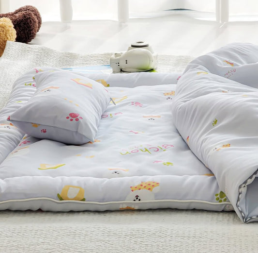 【韓國製小寶寶套裝】可愛小狗100%天絲套裝（枕頭+床墊+被）