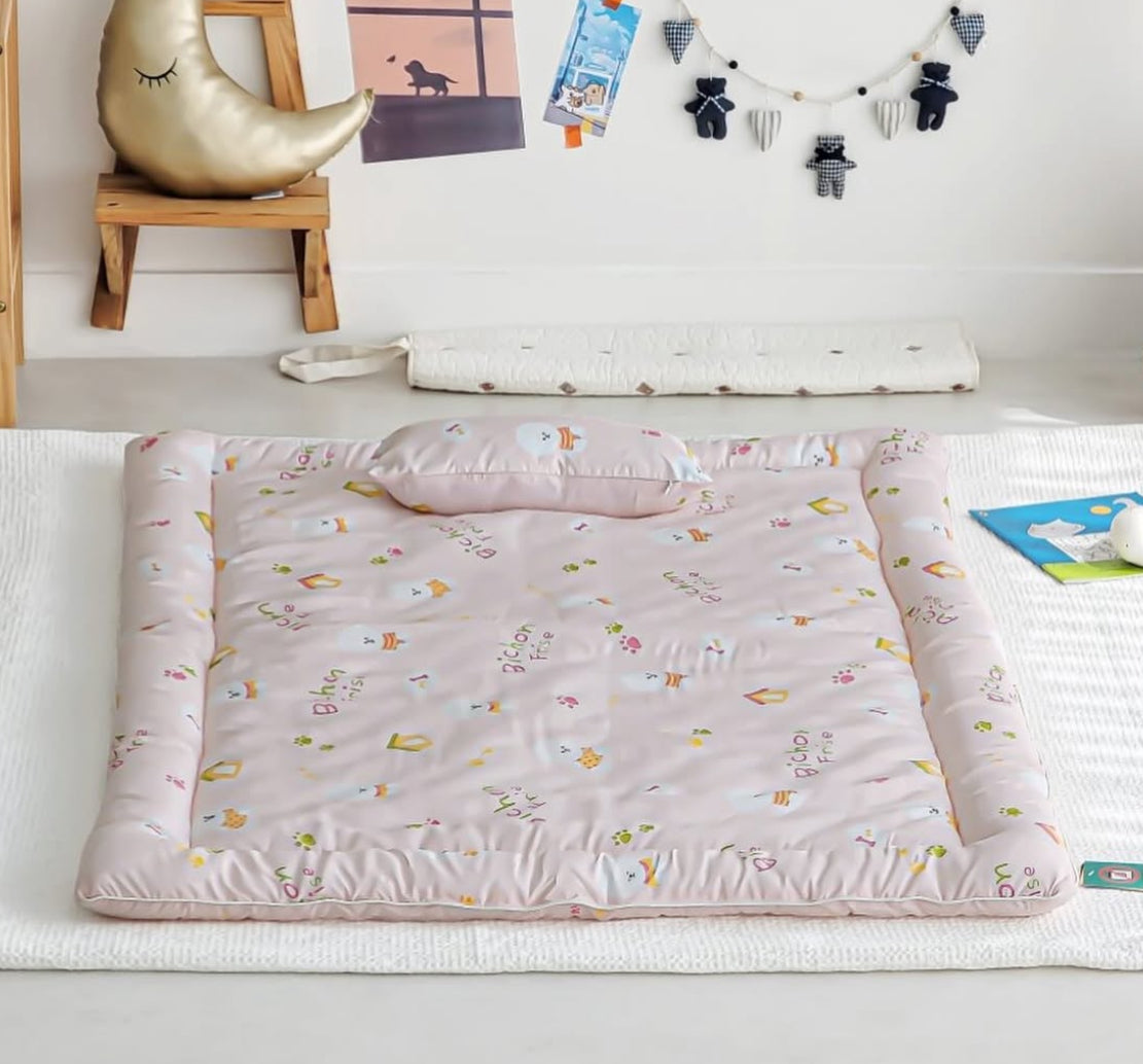 【韓國製小寶寶套裝】可愛小狗100%天絲套裝（枕頭+床墊+被）