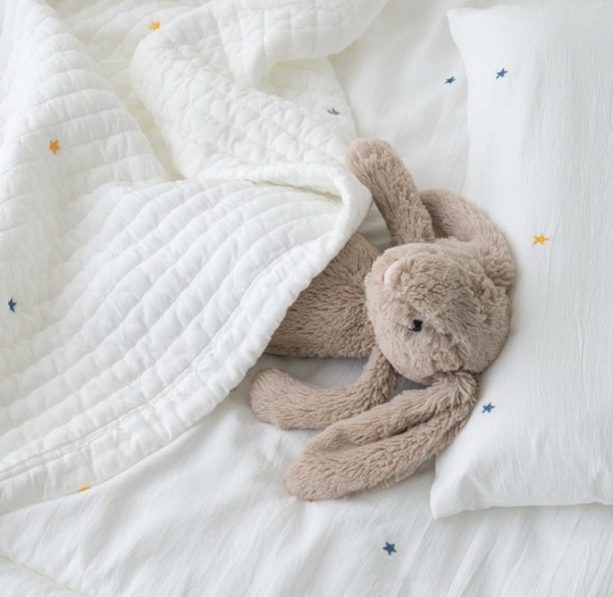 【韓國製小寶寶套裝】簡約星星100%天絲套裝（枕頭+床墊+被）