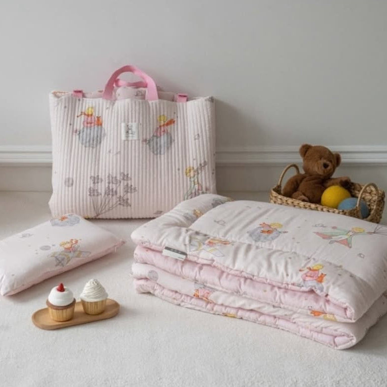 【韓國製小寶寶套裝】小王子100%天絲套裝（枕頭+床墊+被）