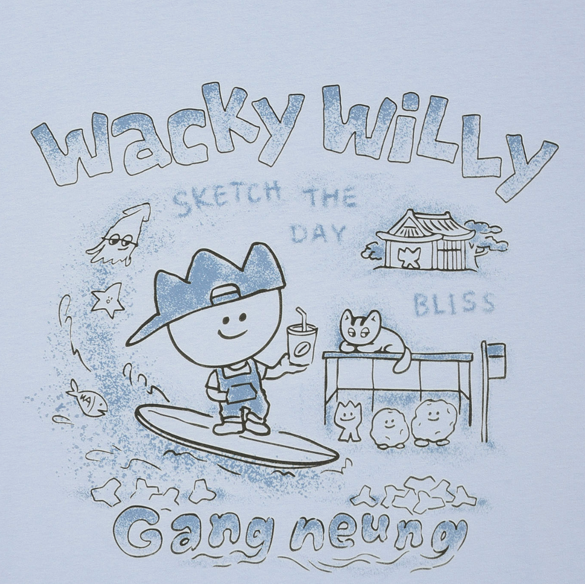 【可愛塗鴉風潮牌】男女款 Wacky Willy 旅行系列 首爾近郊江陵T裇