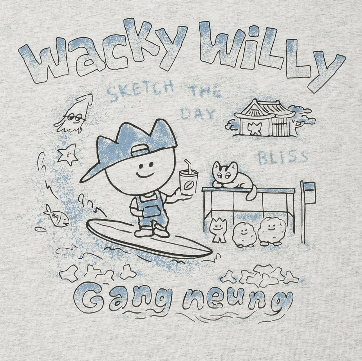 【可愛塗鴉風潮牌】男女款 Wacky Willy 旅行系列 首爾近郊江陵T裇