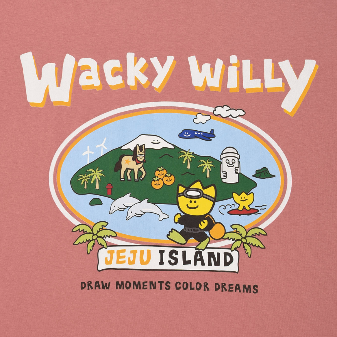 【可愛塗鴉風潮牌】男女款 Wacky Willy 旅行系列 濟州島T裇
