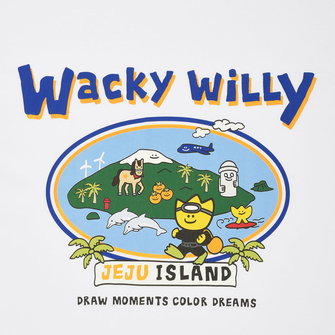 【可愛塗鴉風潮牌】男女款 Wacky Willy 旅行系列 濟州島T裇