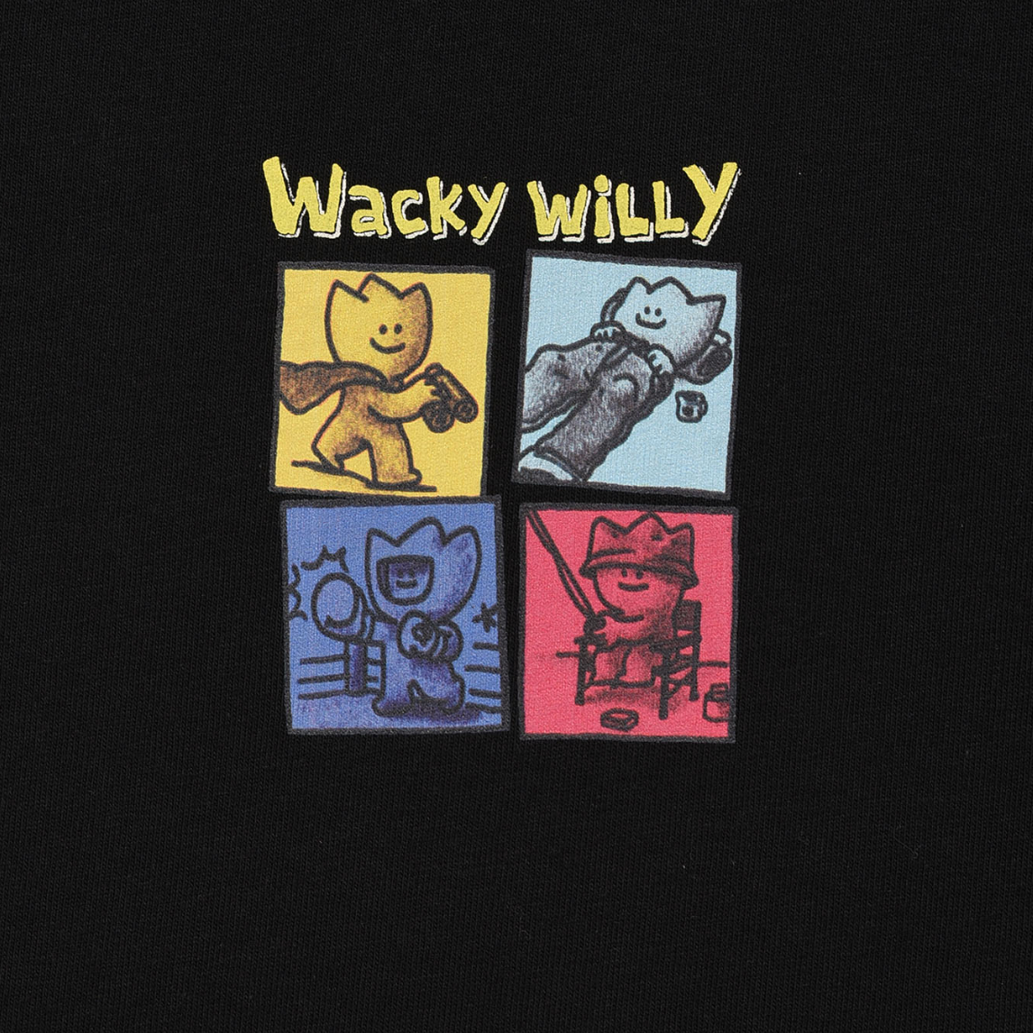 【可愛塗鴉風潮牌】男女款 Wacky Willy 經典小黃人彩色八格款T裇