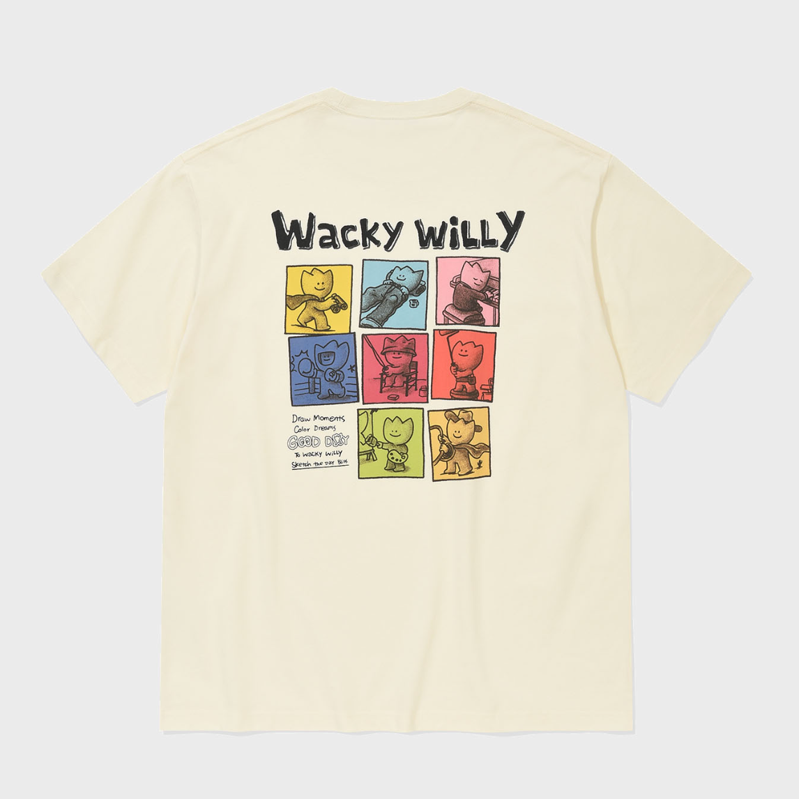 【可愛塗鴉風潮牌】男女款 Wacky Willy 經典小黃人彩色八格款T裇