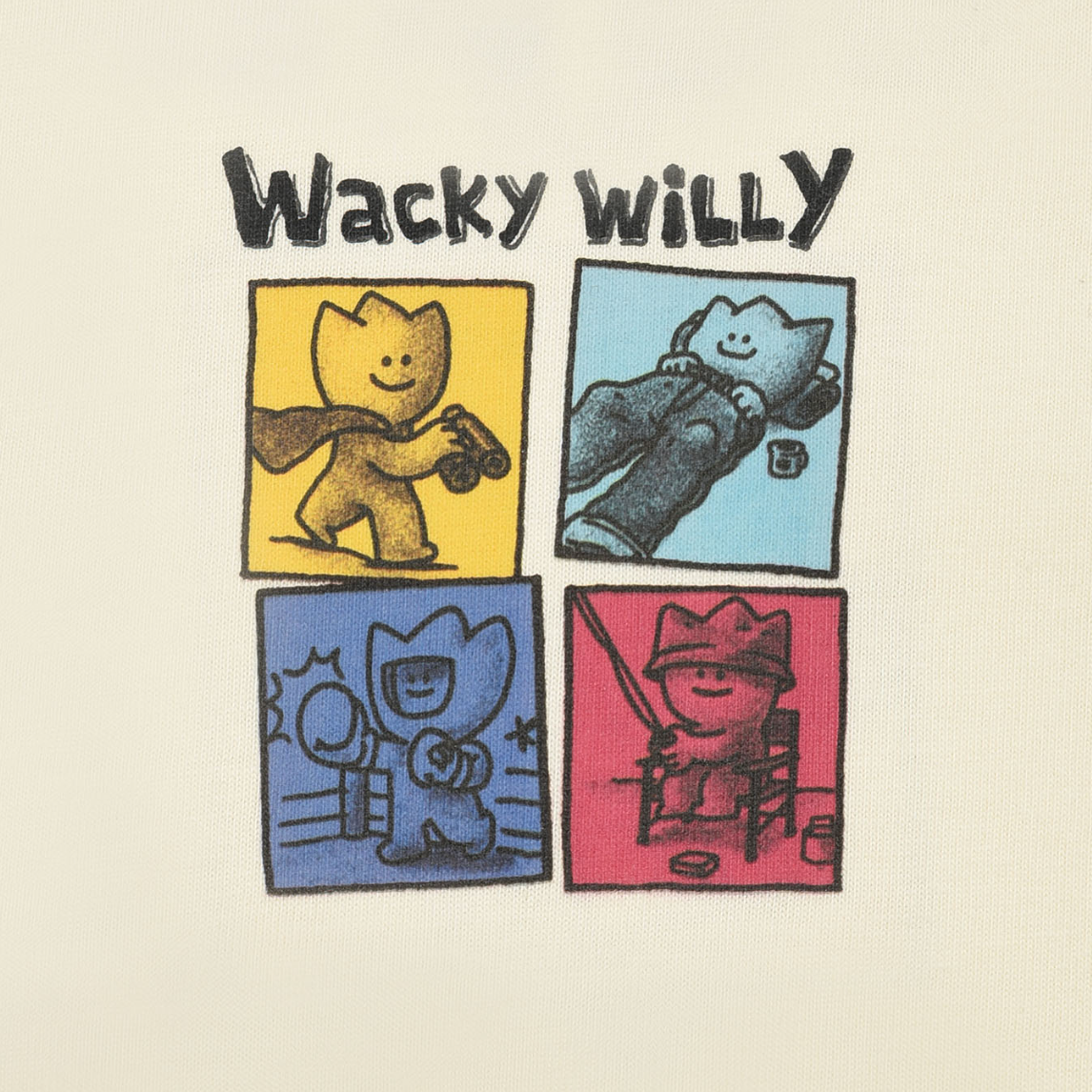 【可愛塗鴉風潮牌】男女款 Wacky Willy 經典小黃人彩色八格款T裇