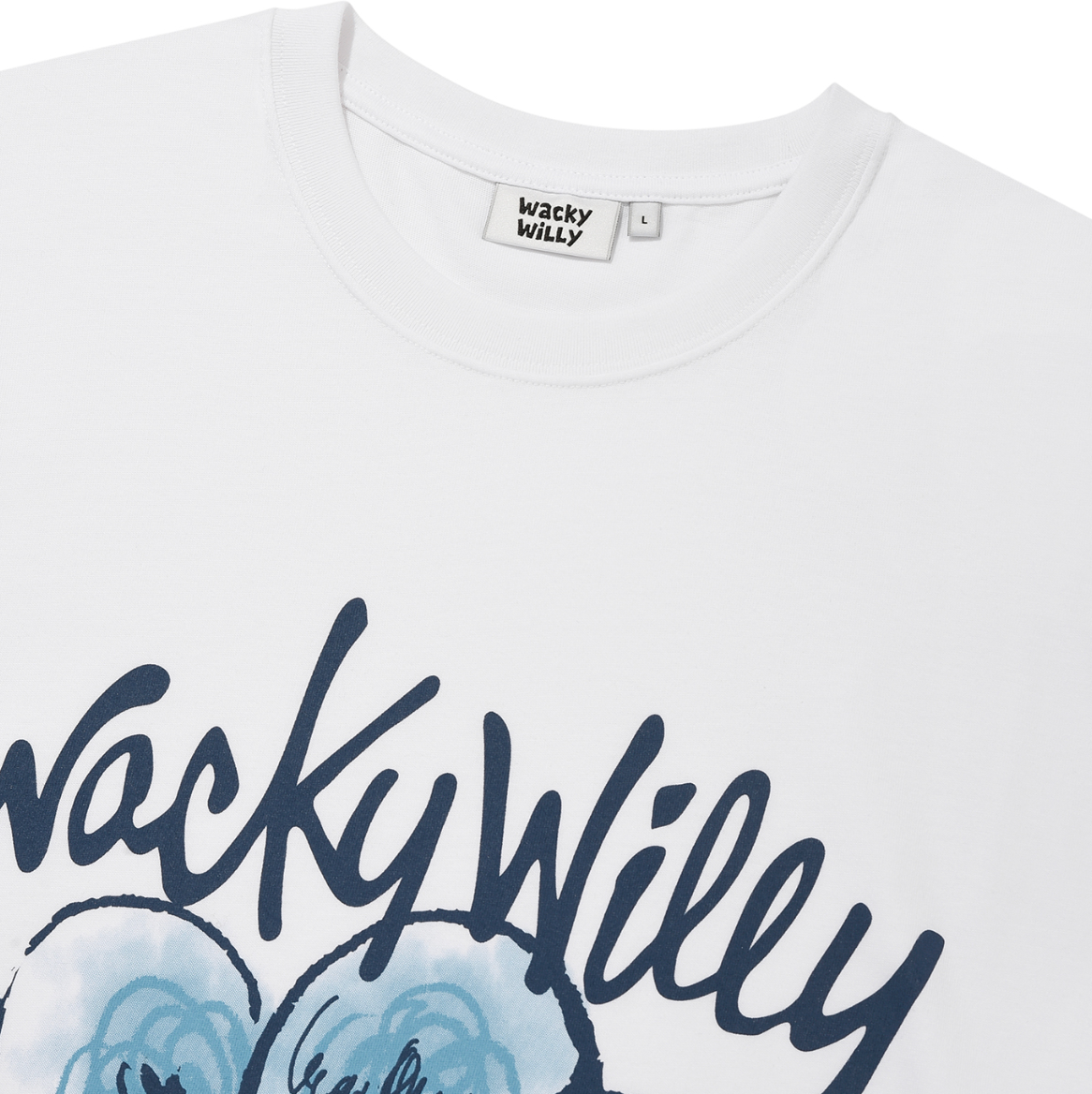 【可愛塗鴉風潮牌】男女款 Wacky Willy 藍白花花款T裇