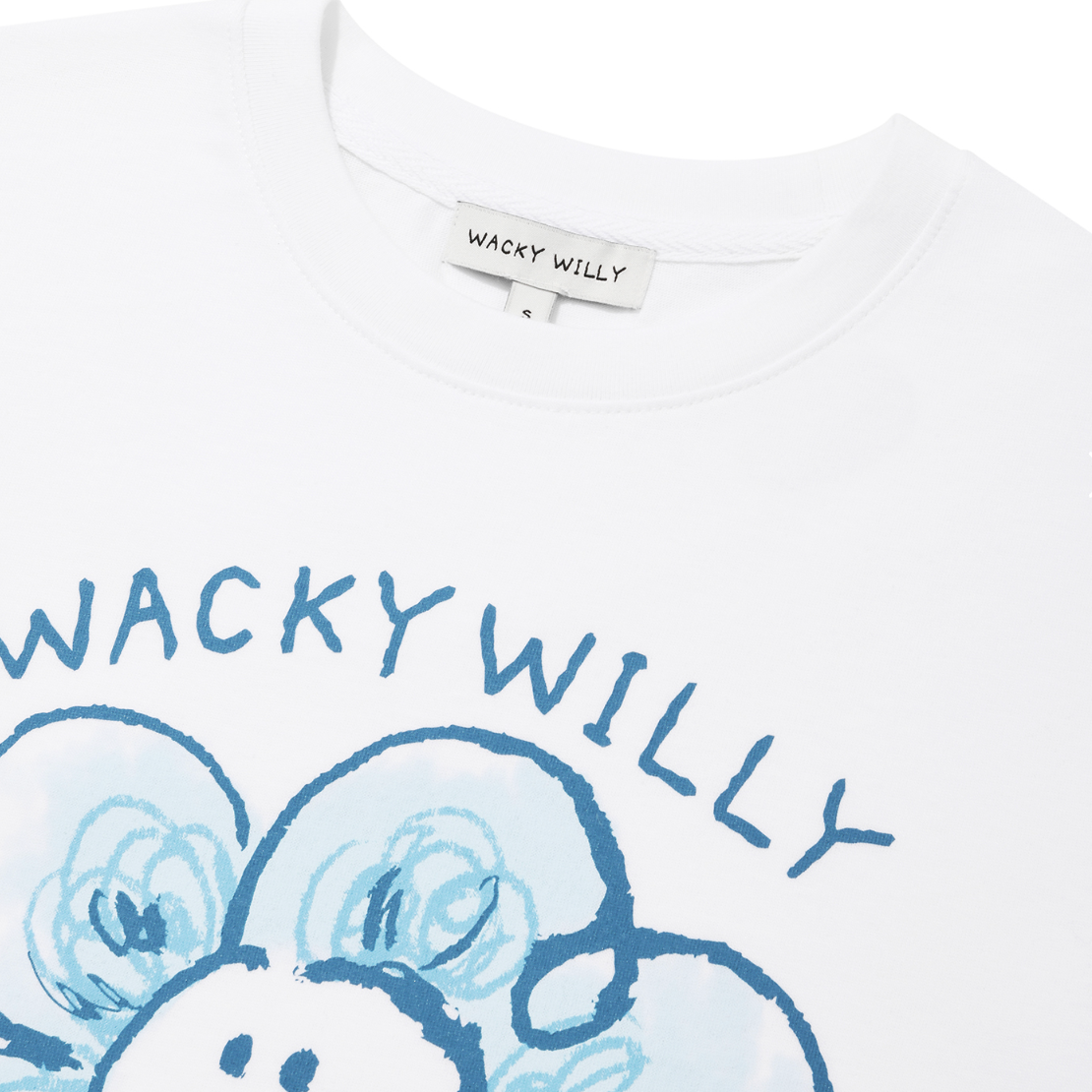 【可愛塗鴉風潮牌】女款 Wacky Willy 塗鴉藍色花花款T裇