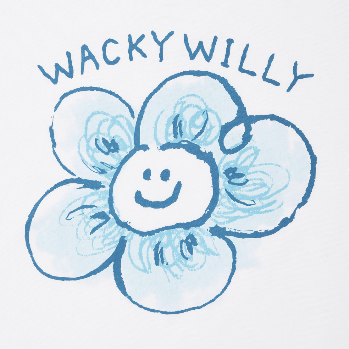 【可愛塗鴉風潮牌】女款 Wacky Willy 塗鴉藍色花花款T裇